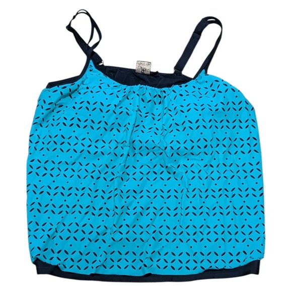 Sea Blue Patterned Swim Top Roomy Women's 1X - Picture 3 of 10